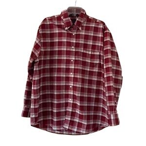 Towncraft Men’s Large Red Plaid Wrinkle Free Button Down Shirt